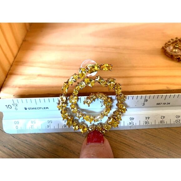 Nickho Rey Heidi Champagne Canary Yellow Gold Crystal Earrings 14K Gold Vermeil - Picture 4 of 11